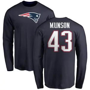 Youth Calvin Munson New England Patriots Name & Number Logo Long Sleeve T-Shirt - Navy