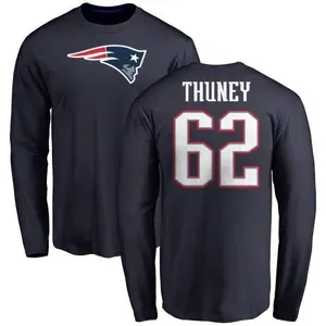 Youth Joe Thuney New England Patriots Name & Number Logo Long Sleeve T-Shirt - Navy