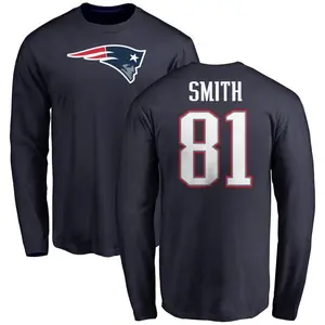 Youth Jonnu Smith New England Patriots Name & Number Logo Long Sleeve T-Shirt - Navy