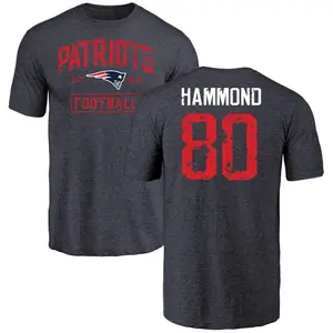 Youth Josh Hammond New England Patriots Navy Distressed Name & Number Tri-Blend T-Shirt
