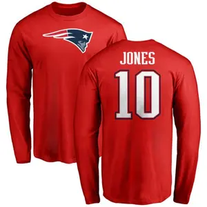 Youth Mac Jones New England Patriots Name & Number Logo Long Sleeve T-Shirt - Red