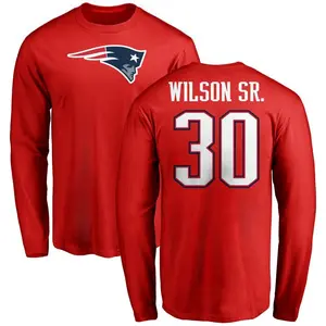 Youth Mack Wilson Sr. New England Patriots Name & Number Logo Long Sleeve T-Shirt - Red