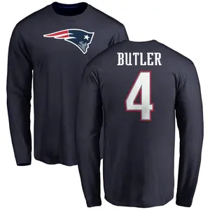 Youth Malcolm Butler New England Patriots Name & Number Logo Long Sleeve T-Shirt - Navy