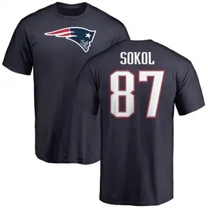 Youth Matt Sokol New England Patriots Name & Number Logo T-Shirt - Navy