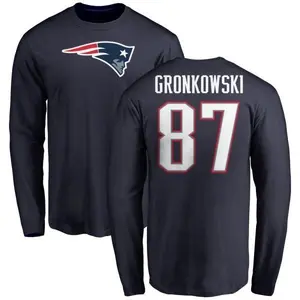 Youth Rob Gronkowski New England Patriots Name & Number Logo Long Sleeve T-Shirt - Navy