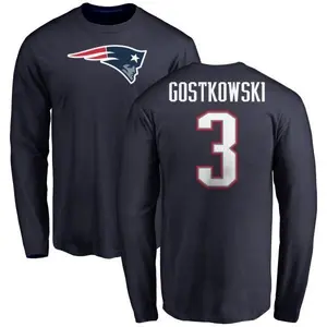 Youth Stephen Gostkowski New England Patriots Name & Number Logo Long Sleeve T-Shirt - Navy
