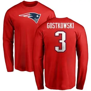 Youth Stephen Gostkowski New England Patriots Name & Number Logo Long Sleeve T-Shirt - Red